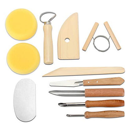 Blisstime Set of 42 Clay Sculpting Tool Wooden Handle Pottery Carving Tool Kit - WoodArtSupply