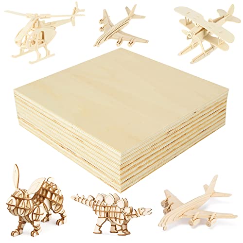 12Pcs 8x8x1/4 Inches Basswood Sheets, Unfinished Basswood Sheets, Plywood Sheet for Arts and Crafts, Painting, Pyrography, Wood Engraving, Wood - WoodArtSupply