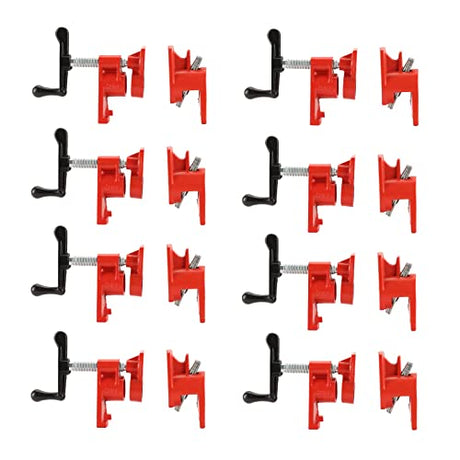 FLKQC 3/4" Wood Gluing Pipe Clamp Set with Unique Foot Design Red Heavy Duty Bar Clamps Cast Iron Quick Release Pipe Clamp Tools for Woodworking (8) FLKQC