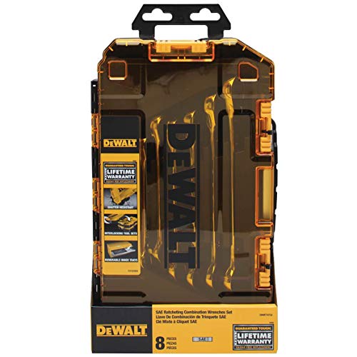 DEWALT Wrench Set, Combination Ratchet Wrench SAE, Direct Torque Technology, Lockable Case Included, 8 Piece (DWMT74733) - WoodArtSupply