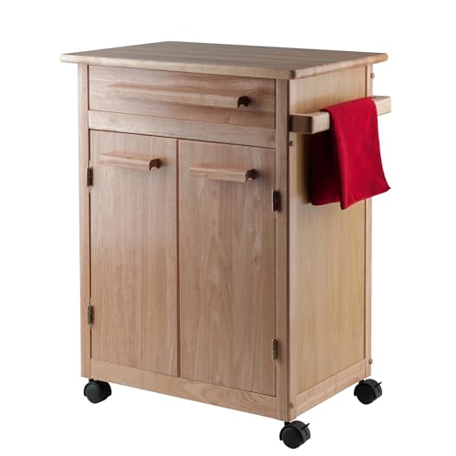 Winsome Wood Kitchen Cart, Natural, Single Drawer (82027) Winsome