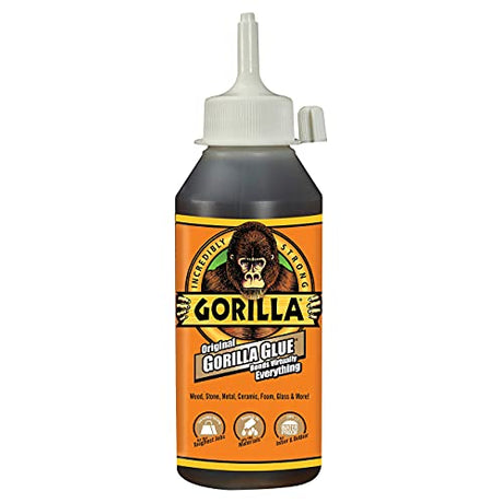 Gorilla Original Gorilla Glue, Waterproof Polyurethane Glue, 8 Ounce Bottle, Brown, (Pack of 1) Gorilla