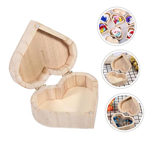 NOLITOY 5pcs Vintage Cases Unfinished Treasure Chest Heart Jewelry Case Ring Case Jewelry Organizer Tray Engagement Ring Heart Case Ring Chest NOLITOY