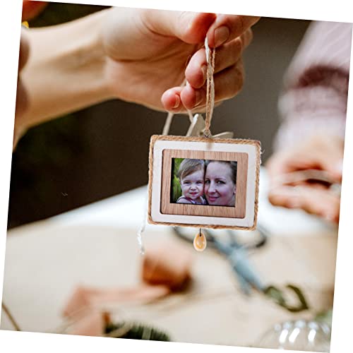 Toddmomy 5pcs wooden photo frame pendant hanging picture frame unfinished picture ornaments tiny house picture frame dollhouse picture frame wooden