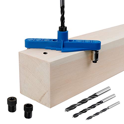CABINAHOME 74 pcs handheld dowel jig kit 2 in 1 Center Scriber Line doweling hole jig with Wood Dowels Pins Drill Bits for Woodworking Drilling and CABINAHOME
