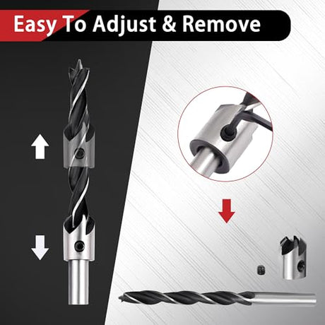 AIMLENTOOL Countersink Drill Bits Set, 7-Pack High Carbon Steel Countersink Drill Bits for Wood, Woodworking Carpentry Reamer with 1 Free Hex Key AIMLENTOOL