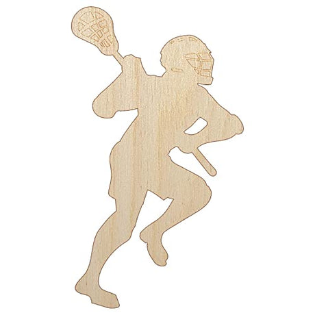 Lacrosse Player with Stick and Ball Unfinished Wood Shape Piece Cutout for DIY Craft Projects - 1/4 Inch Thick - 6.25 Inch Size Sniggle Sloth