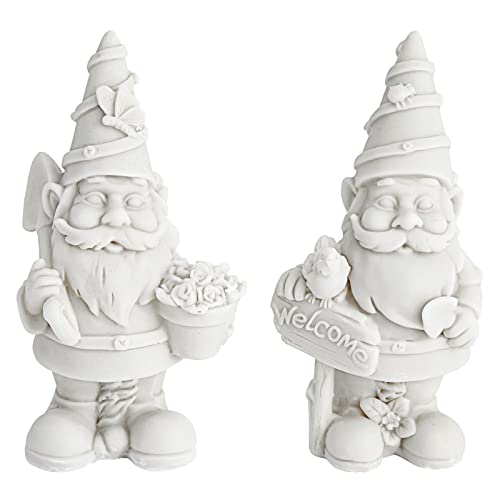 2 Pack Ceramics to Paint - Paint Your Own Garden Gnome Statues, Blank Paintable Ceramics for Adults (5 in) Bright Creations