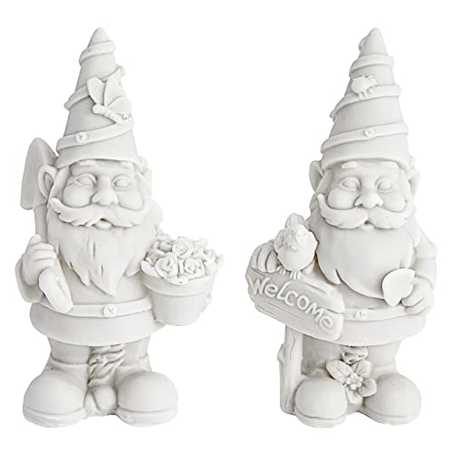 2 Pack Ceramics to Paint - Paint Your Own Garden Gnome Statues, Blank Paintable Ceramics for Adults (5 in) - WoodArtSupply