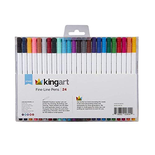 Kingart Studio, Permanent Fine Tip Markers, Set of 24 Vivid Colors 