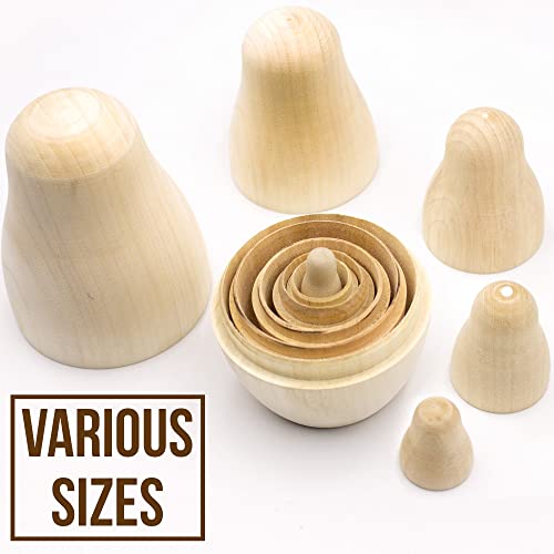 AEVVV Blank Russian Nesting Dolls Lot of 5 Sets by 6 pcs - Unpainted Russian Nesting Dolls - Unfinished Wood to Paint - Russian Nesting Dolls to AEVVV