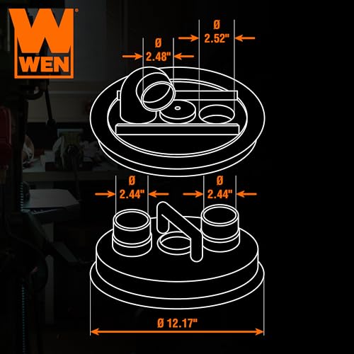 WEN 12-Inch Cyclone-Style Dust Collection Separator Lid with 2.5-Inch Dust (DCA021) WEN