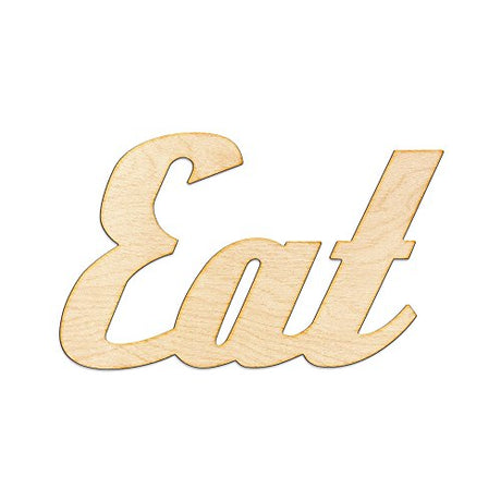 Woodums Retro-Eat Wood Sign Hello Décor Wall Art for Gallery Wall - Unfinished 18" Wide x 11" Tall Woodums