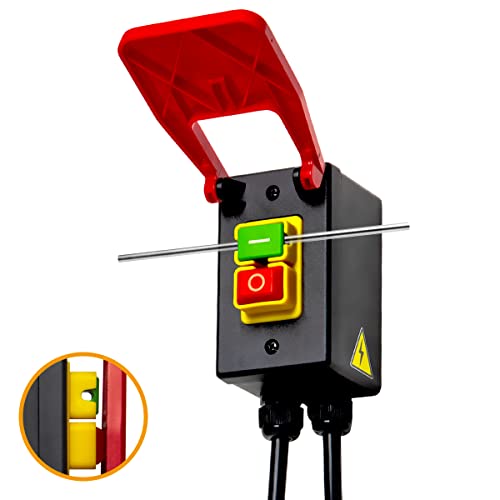 POWERTEC 71755 120V, 9A Magnetic Paddle Switch w/Standard Cords, Quick Power Downs & Large Stop Sign, fits Router Table, Power Tools, Table Saw, - WoodArtSupply