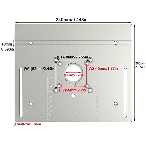 KETIPED Aluminium Router Table Insert Plate,Woodworking Benches Router Flip Plate with Miter Gauge Guide Aluminium Fence Sliding KETIPED