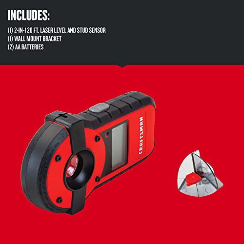 CRAFTSMAN Laser Level and Stud Sensor, 20-Foot Visbility Range (CMHT77636) , Red Craftsman