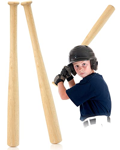 Wettarn 27 Inch 2 Pcs Mini Baseball Bats Wooden Baseball Bat Craft Unfinished Small Baseball Bats Unpainted Wood Baseball Bats for Painting DIY Craft Wettarn