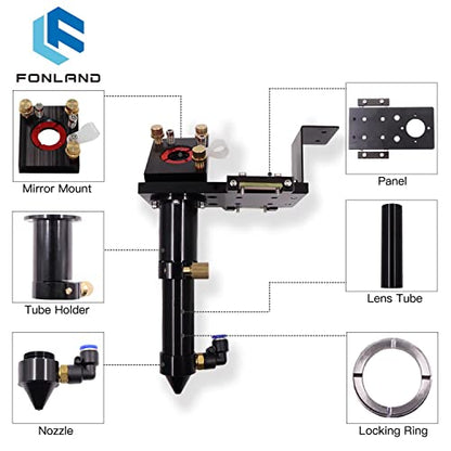 FONLAND CO2 Laser Head Set for Focusing Lens D18 FL38.1& D20 FL50.8/63.5/101.6mm Reflection Mirror 25mm for Laser Engraving Cutting Machine - WoodArtSupply