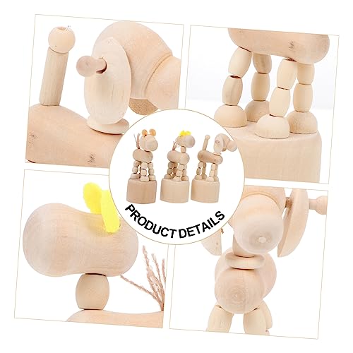 VOSAREA 3 Pcs White Embryo Ornament Wood Animal Figurines Decoraciones para Salas De Casa Waldorf Dolls Unfinished Peg Favors Home Décor Kid Toy VOSAREA