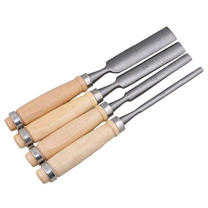 Mxfans Semicircle Wood Chisel Woodworking Carving Chisel Inner Edge Woodworking Gouge for Carpenter Wood Carving Hand Chisel Tool Pack of 4 - WoodArtSupply