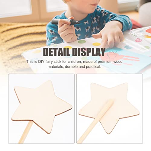 Zerodeko 8 Pcs DIY Fairy Wands, Make Your Princess Wands, Unfinished Wooden Star Fairy Sticks DIY Crafts Supplies Costume Dressing Props Party Favors Zerodeko