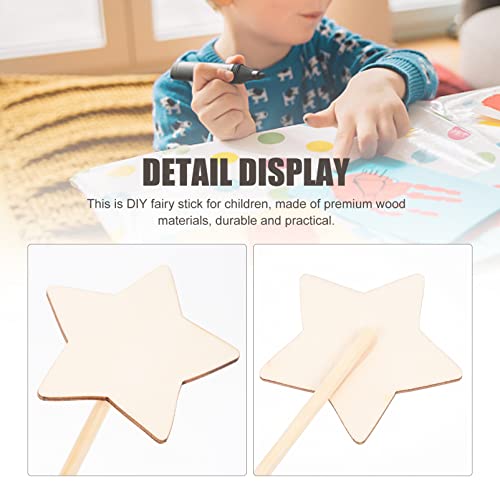 Zerodeko 8 Pcs DIY Fairy Wands, Make Your Princess Wands, Unfinished Wooden Star Fairy Sticks DIY Crafts Supplies Costume Dressing Props Party Favors - WoodArtSupply