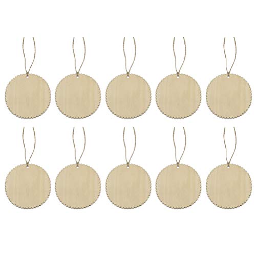Circle Hanging Wooden hag,Unfinished Sign Blank Hanging Wood with Hole DIY Christmas Holiday Decoration 24pcs