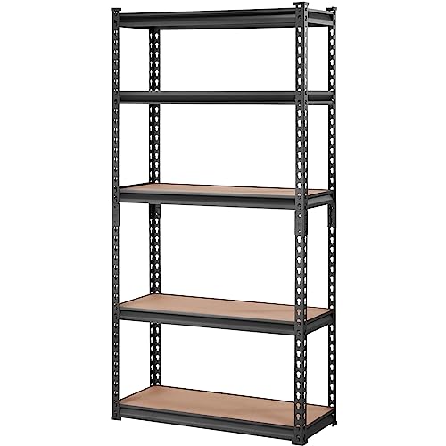 VEVOR Storage Shelving Unit, 5-Tier Adjustable, 2000 lbs Capacity, Heavy Duty Garage Shelves Metal Organizer Utility Rack, Black, 30" L x 12" W x 60" - WoodArtSupply