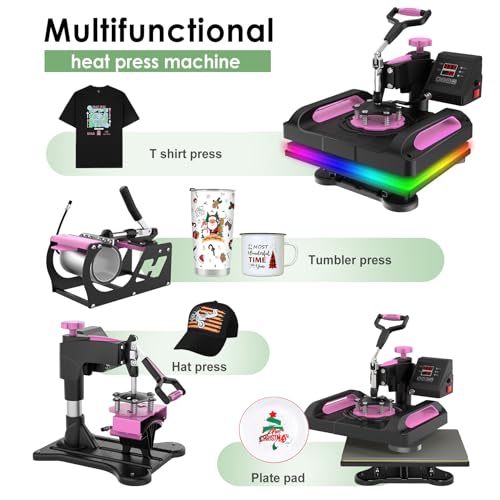 Seeutek Pro 5 in 1 Heat Press Machine 12x15 inch 360-Degree Swing Away Digital T Shirt Pressing Machine Multifunction Heat Transfer Sublimation Combo - WoodArtSupply