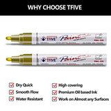 TFIVE Gold Permanent Paint Marker Pens - 2 Count Oil Based Marker Pen, Medium Tip, Waterproof & Quick Dry, for Office, Art projects, Rock Painting, TFIVE