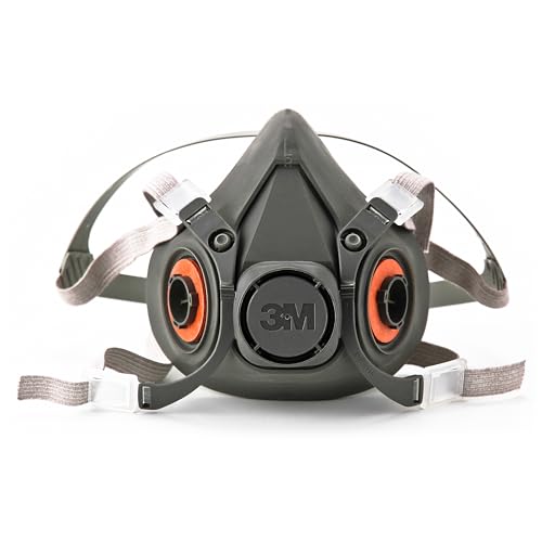 3M Half Facepiece Reusable Respirator 6200, NIOSH, Four-Point Harness, Comfortable Fit, Dual Airline Supplied Air Compatible, Bayonet Connections,