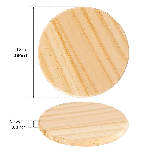 12PACK Unfinished Wood Coasters, 4 inch Round Blank Wooden Craft Coasters Wood Slices for DIY Architectural Models Drawing Painting Wood