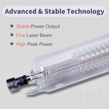 RECI W2 Laser Tube 90W 100W CO2 Laser Tube Length 1240mm Dia. 80mm with 10000h MTTF for CO2 Laser Engraving Cutting Machine MCWlaser