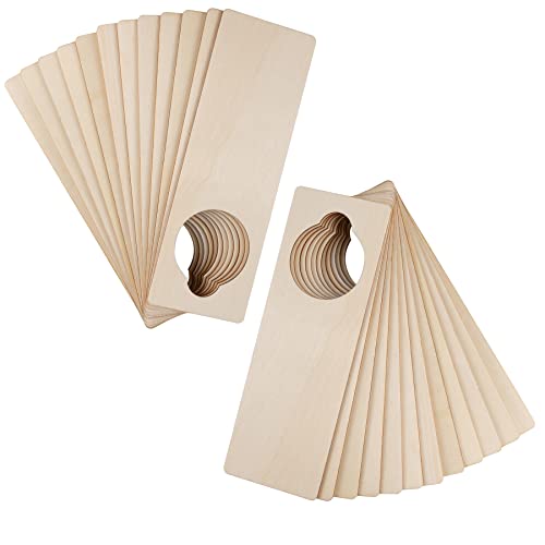 Framendino, 24 Pack Wood Door Knob Hanger Blank Wooden Door Knob Signs Cutouts for DIY Craft - WoodArtSupply