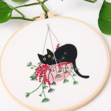 REEWISLY 4 pcs of Embroidery Starter kit with Patterns and Instructions, DIY Adult Beginner Cross Stitch Kits, Including 2 Plastic Embroidery Rings, REEWISLY