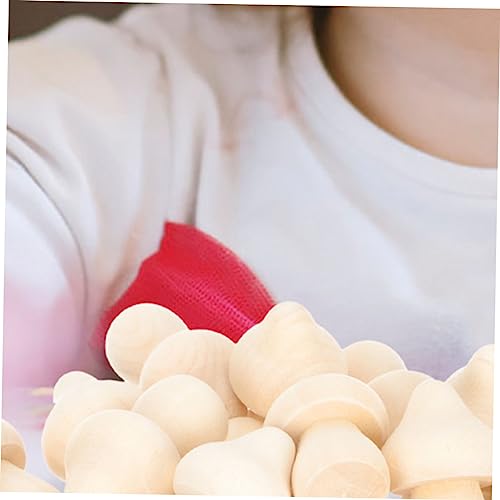 DECHOUS 40pcs Wooden Fruit Ornaments Wooden Mushroom Crafts DIY Unfinished Mushroom Natural Unfinished Mushrooms DIY Mushroom Graffiti Wooden Toy DECHOUS