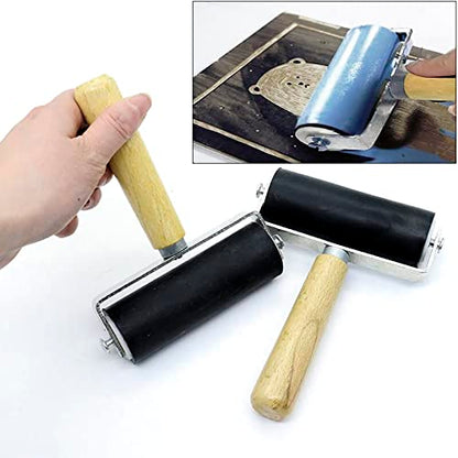 3 Pack Rubber Brayer Roller,1.4/2.4/4 Inch Hard Rubber Brayer Rollers,Art Craft Roller for Printmaking,Ink,Wallpapers Stamping Gluing - WoodArtSupply