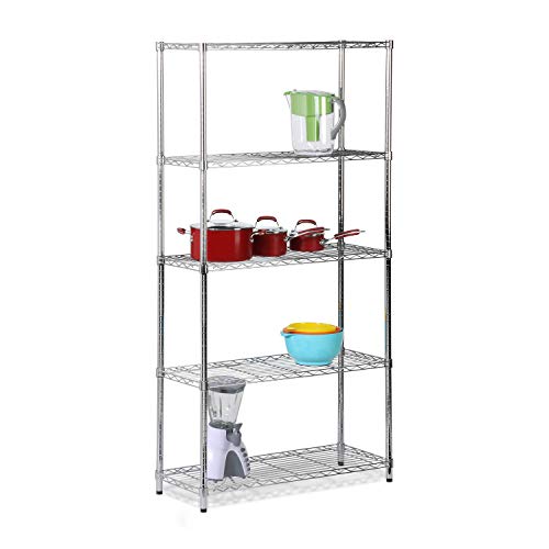 Honey-Can-Do, 5-Tier Chrome Heavy-Duty Adjustable Shelving Unit with 200-lb Per Shelf Weight Capacity