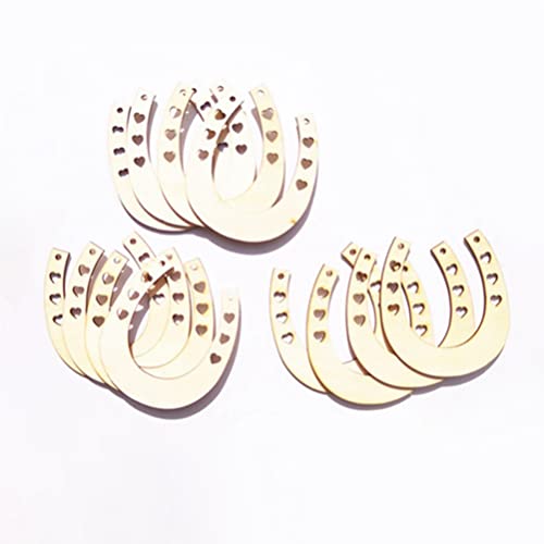 Toyvian 12pcs Unfinished Wood Horseshoe Cutouts Blank Wooden Horseshoe Chips Horseshoe Slices Pieces Wall Decor for DIY Craft Art Toyvian