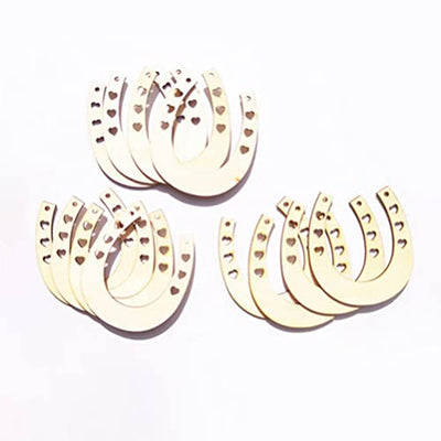 Toyvian 12pcs Unfinished Wood Horseshoe Cutouts Blank Wooden Horseshoe Chips Horseshoe Slices Pieces Wall Decor for DIY Craft Art