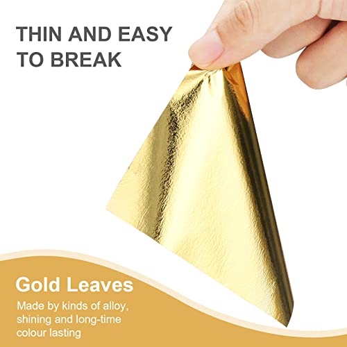 200pcs BUBIMON Imitation Rose Silver Gold Leaf Sheets Gold Foils Sheets Nail Foil for Paint, Resin, Nails, Jewelry, Slime, Arts, Gilding Crafting, Bubimon