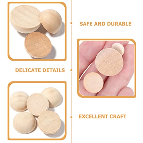 Operitacx 150pcs Half Round Wooden Ball Wood Mini Hemisphere Balls Unfinished Wood Beads Macrame Beads Mini Wood Split Wood Beads Wooden Jewelry Mini Operitacx