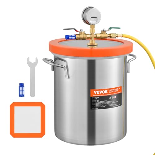 VEVOR 3 Gallon Vacuum Chamber, Upgraded Tempered Glass Lid Vacuum Degassing Chamber, 304 Stainless Steel Chamber, for Stabilizing Wood, Resin VEVOR