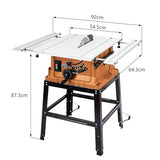 Table Saw 10 Inch, 15A Multifunctional Saw with Stand & Push Stick, 90° Cross Cut & 0-45° Bevel Cut, 5000RPM, Adjustable Blade Height for CuisinAid