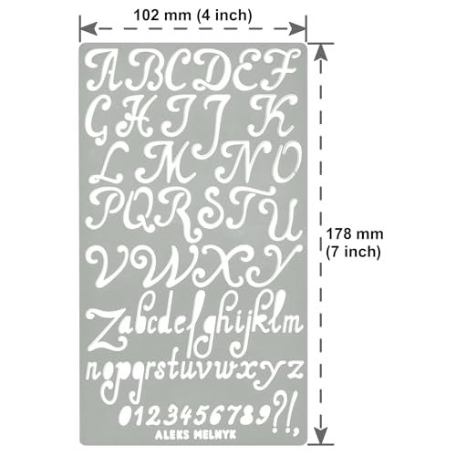 Aleks Melnyk #34 Metal Journal Stencils/Alphabet Letter Number, ABC/Stainless Steel Stencils Kit 3 PCS/Templates Tool for
