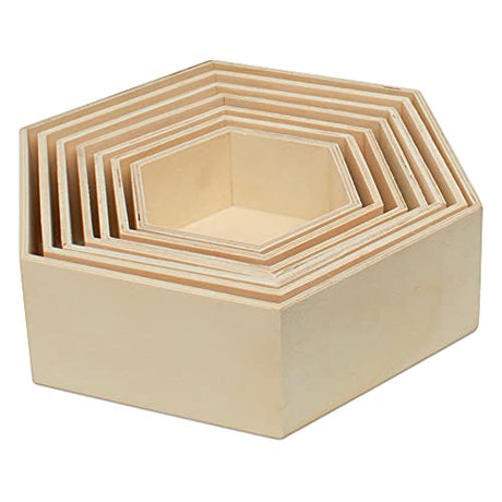 Woodpeckers Wooden Hexagon Floating Shelves with Backs, Set of 7, Unfinished for Crafts and DIY Wall Décor: Modern, Geometric, Rustic, or Honeycomb Woodpeckers