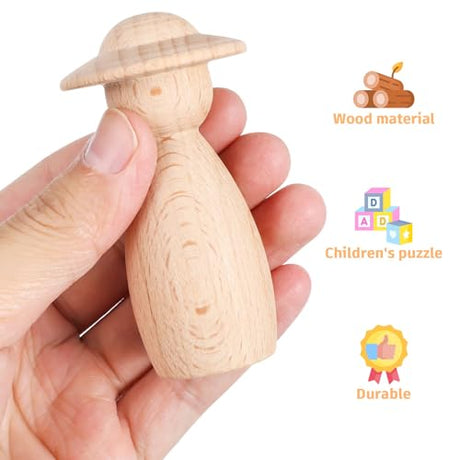 BESPORTBLE 5pcs Wood Peg Dolls Unfinished Wooden Family People Dolls DIY People Bodies Figures Puppet Ornaments for Painting Craft Art Projects Role BESPORTBLE