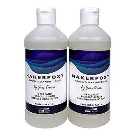 TotalBoat 520303 MakerPoxy Crystal Clear Artist's Resin by Jess Crow | Two Part Epoxy Kit for Resin Art | Use with Color Pigments & Tints | Includes TotalBoat