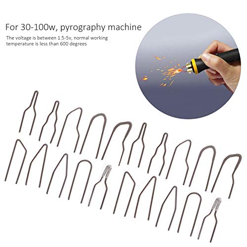Burning Wire Tip, 20 Pieces Pyrography Wire Tips Replacement Metal Alloy Carving Heating Pen Nibs High Impedance Wood Burning No Bend Heating 30-50W Tiiyee