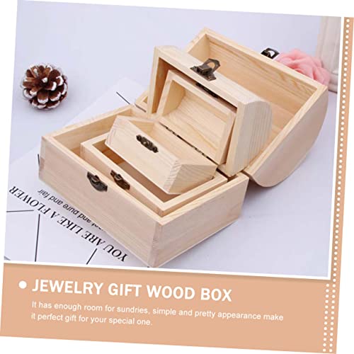 VOSAREA 9 pcs wooden box jewelry organizer tray strawberry decor craft storage DIY wooden unfinished wooden jewelry case handmade gifts wood gifts VOSAREA